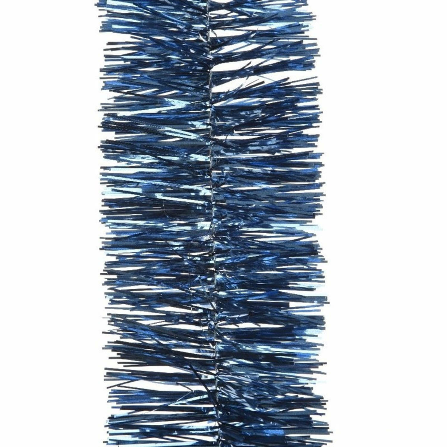 Decoris kerstslinger-guirlande donkerblauw glanzend lametta 270 cm