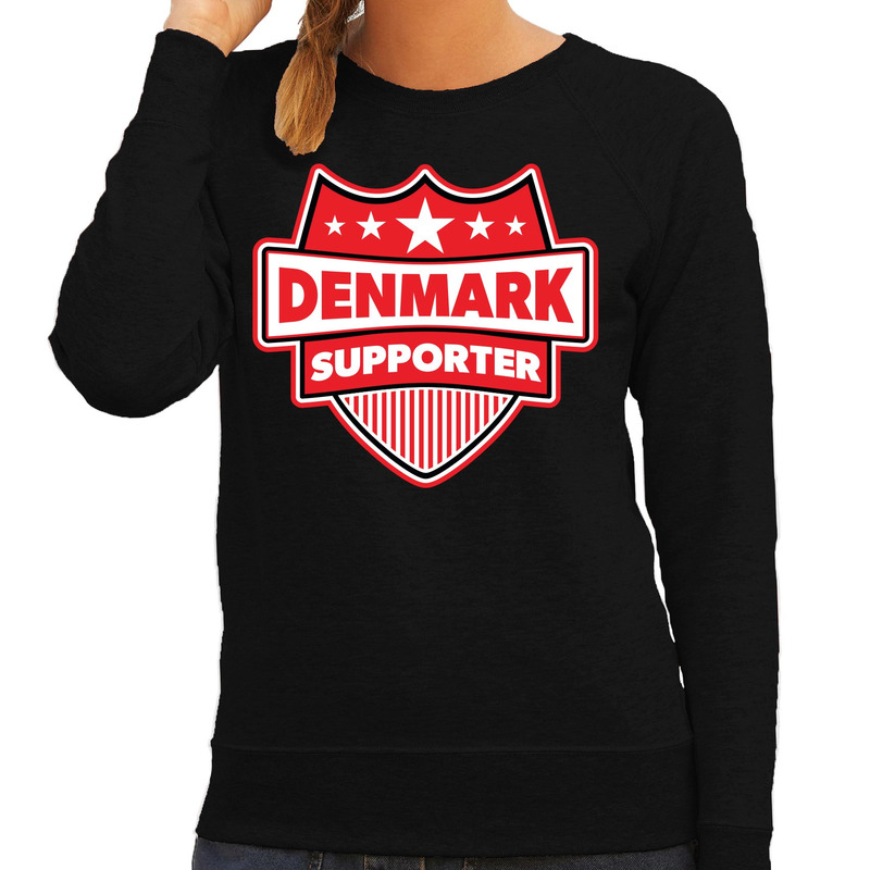 Denemarken - Denmark schild supporter sweater zwart voor dames