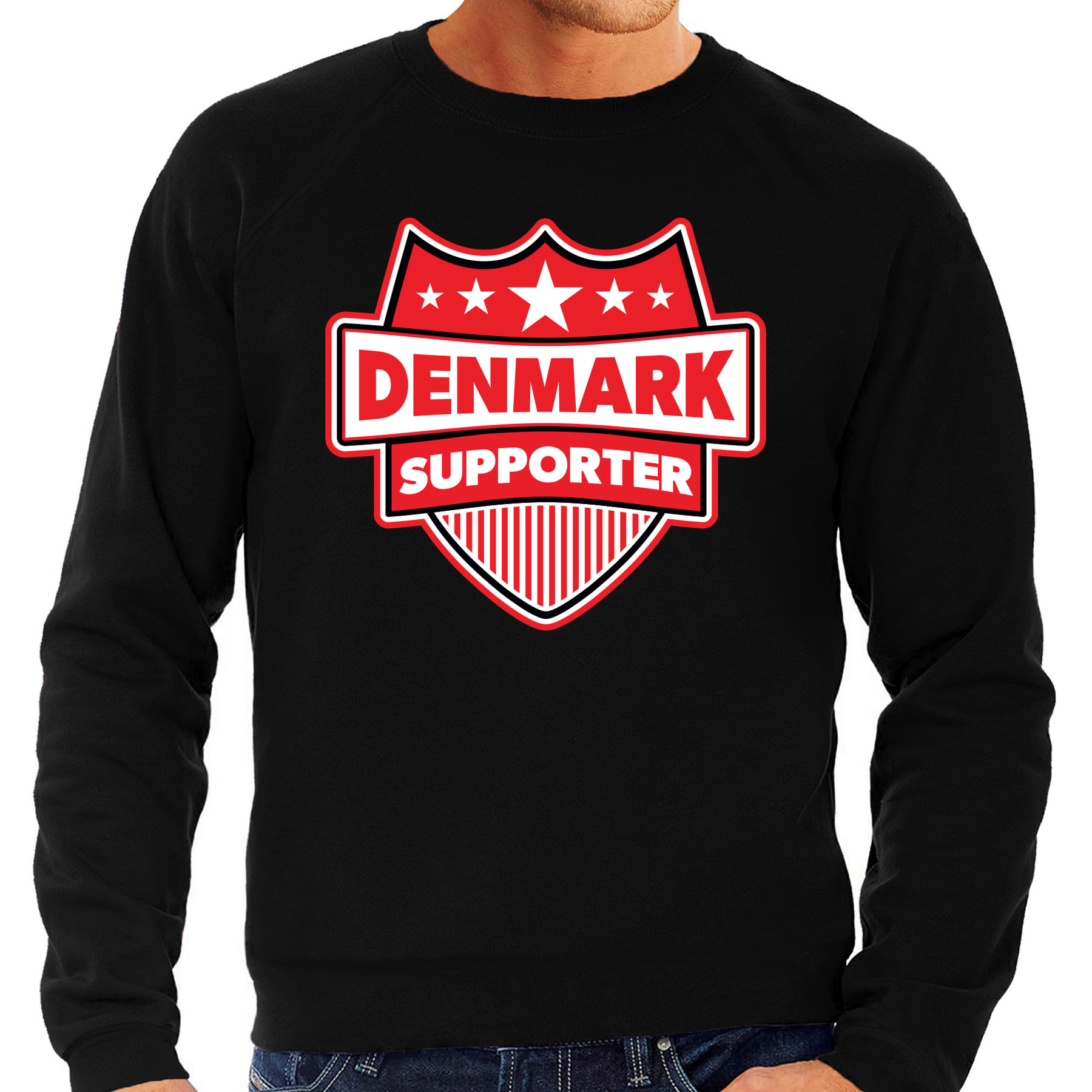 Denemarken - Denmark schild supporter sweater zwart voor heren
