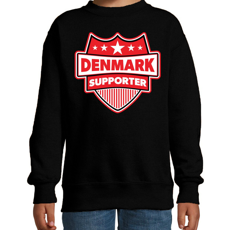Denemarken - Denmark schild supporter sweater zwart voor kinder