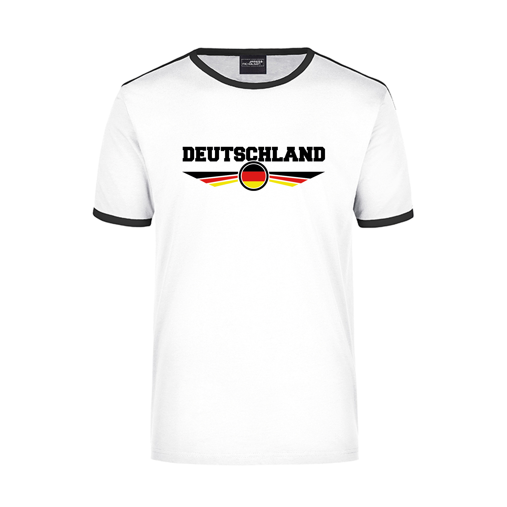Deutschland wit - zwart ringer landen t-shirt logo met vlag Duitsland voor heren