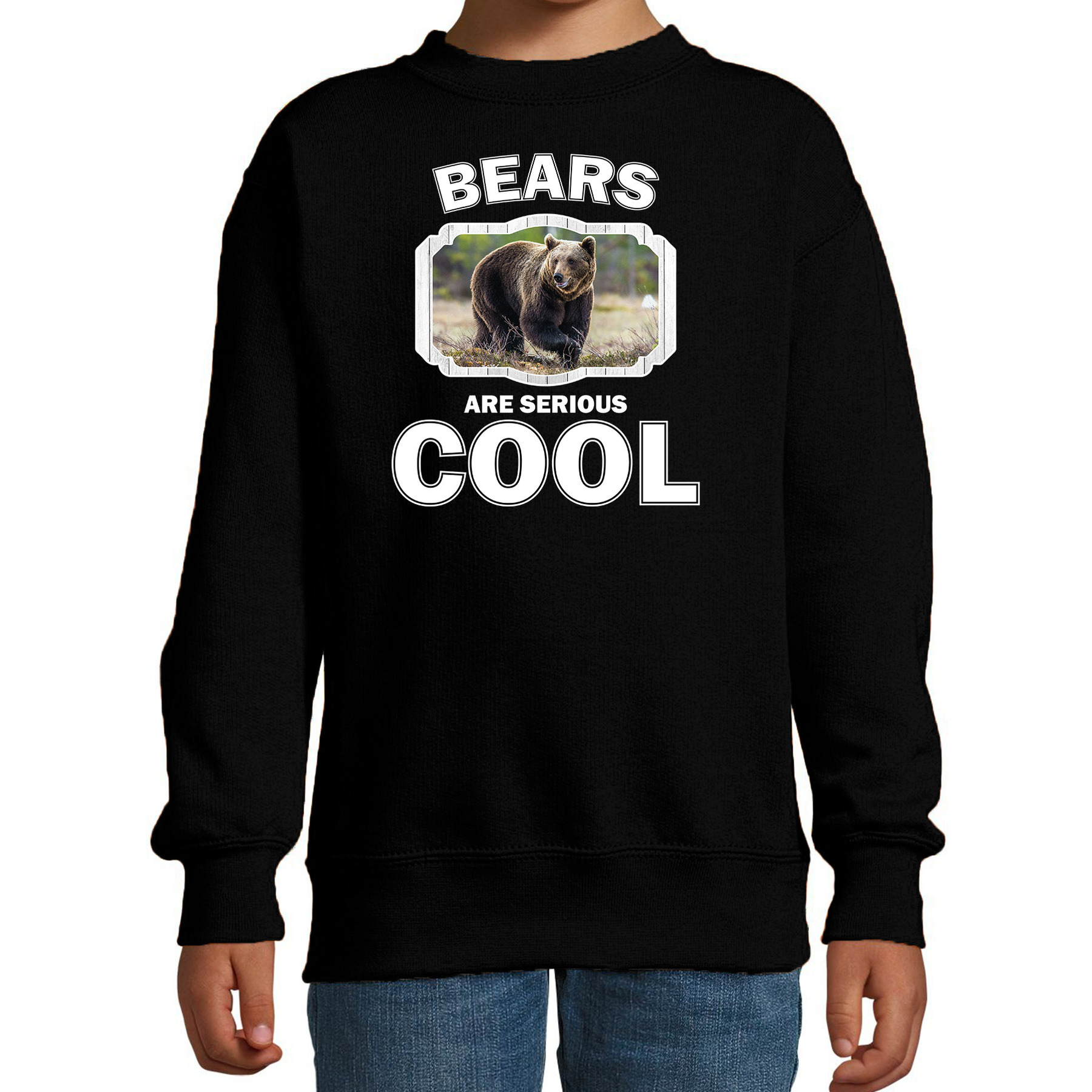 Dieren bruine beer sweater zwart kinderen - bears are cool trui jongens en meisjes