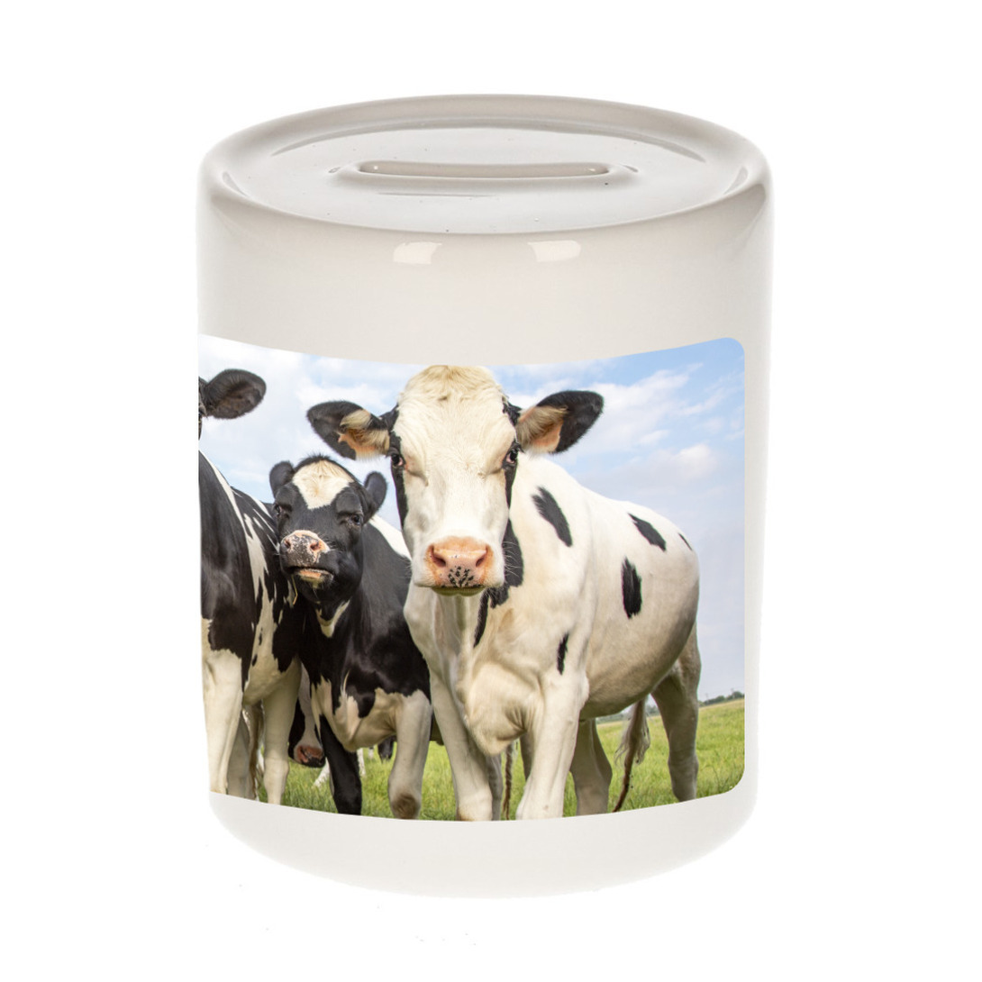 Dieren foto spaarpot koe 9 cm Nederlandse koeien spaarpotten jongens en meisjes