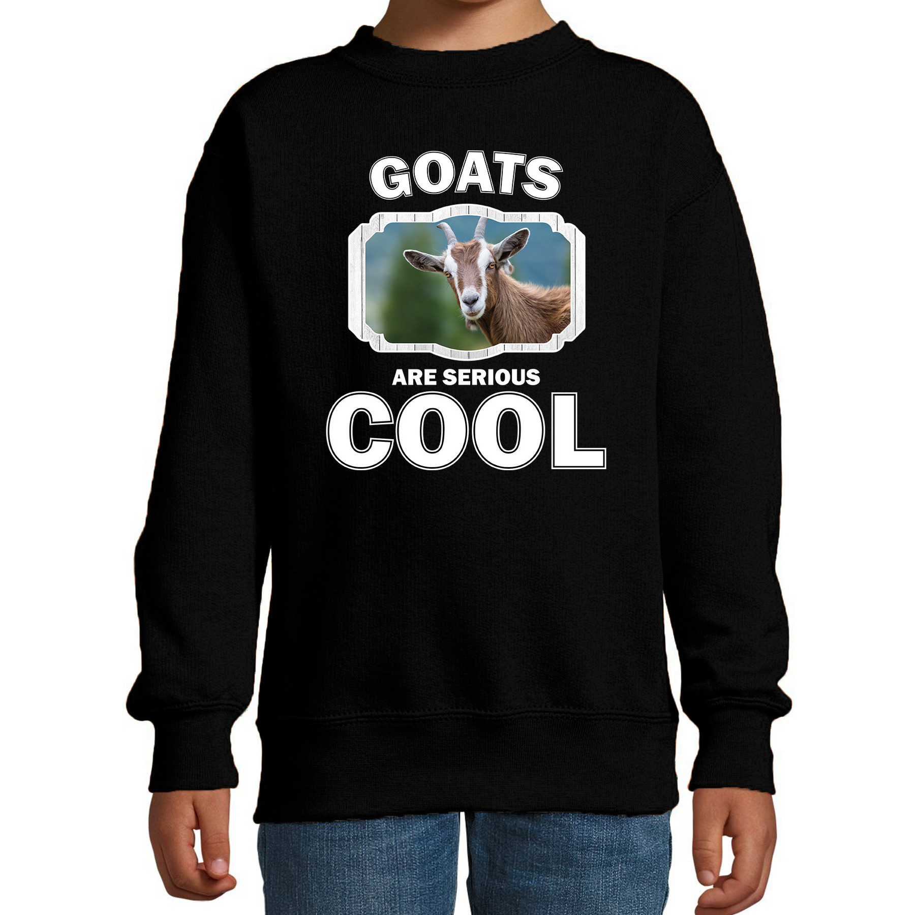Dieren geit sweater zwart kinderen - goats are cool trui jongens en meisjes