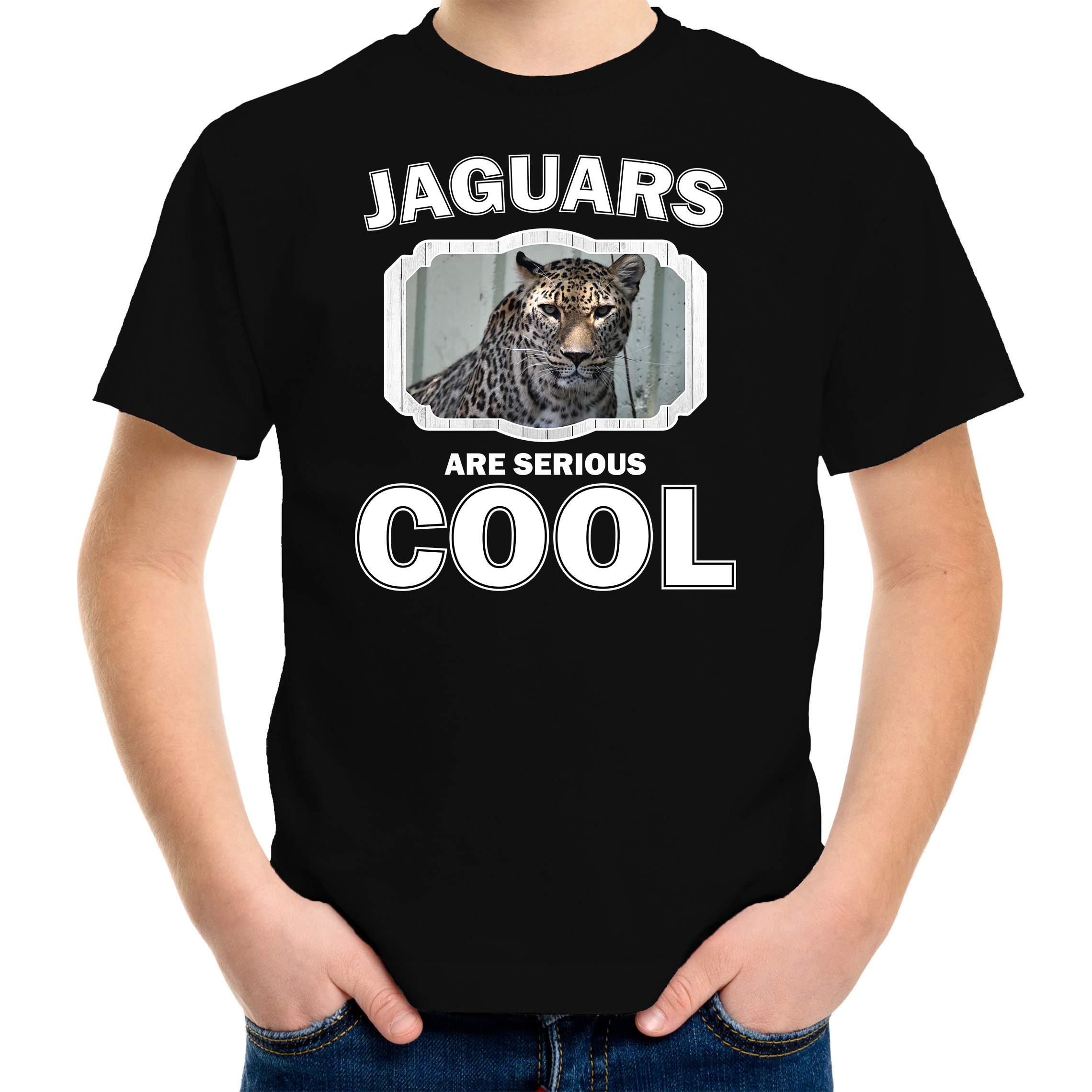 Dieren gevlekte jaguar t-shirt zwart kinderen - jaguars are cool shirt jongens en meisjes