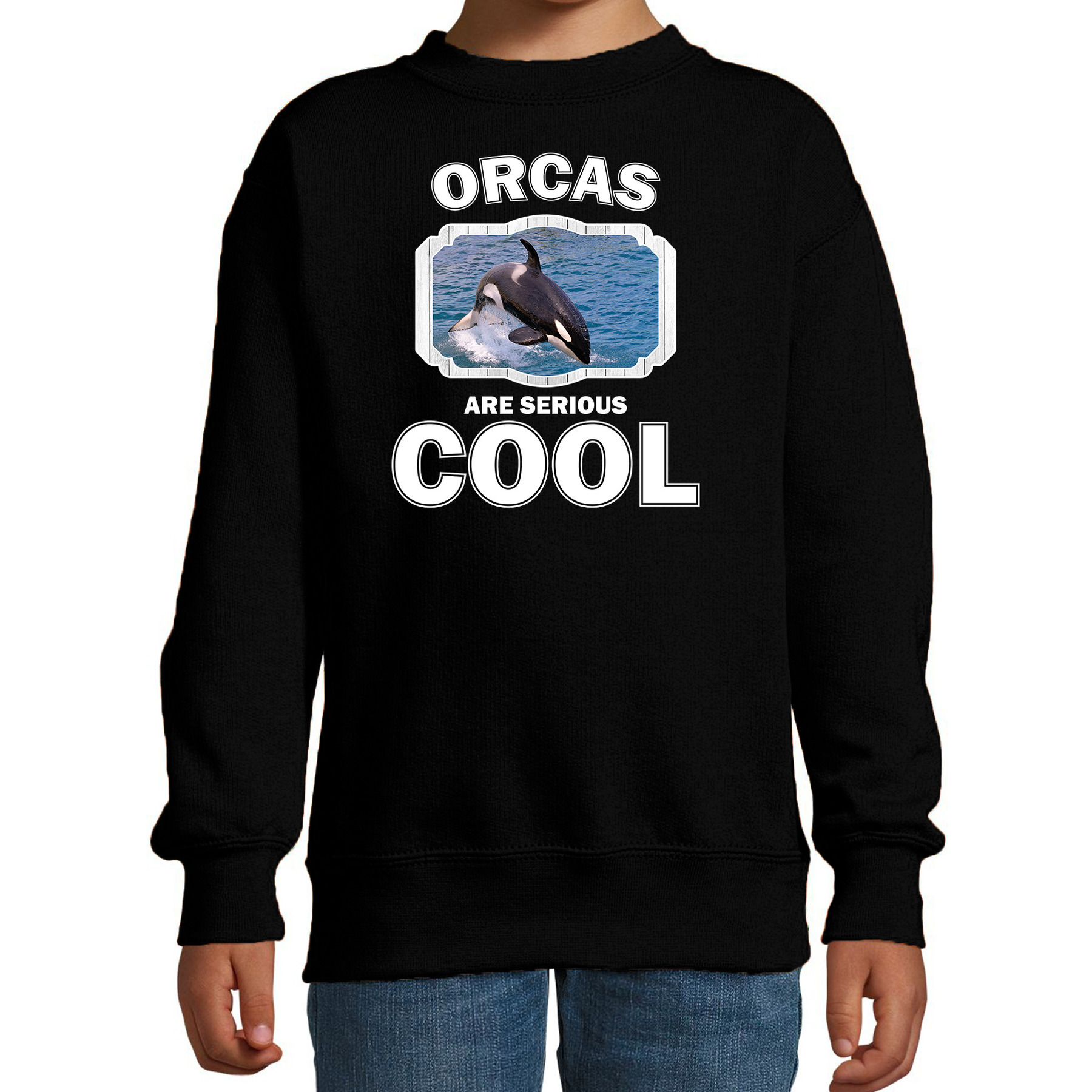 Dieren grote orka sweater zwart kinderen - orcas are cool trui jongens en meisjes