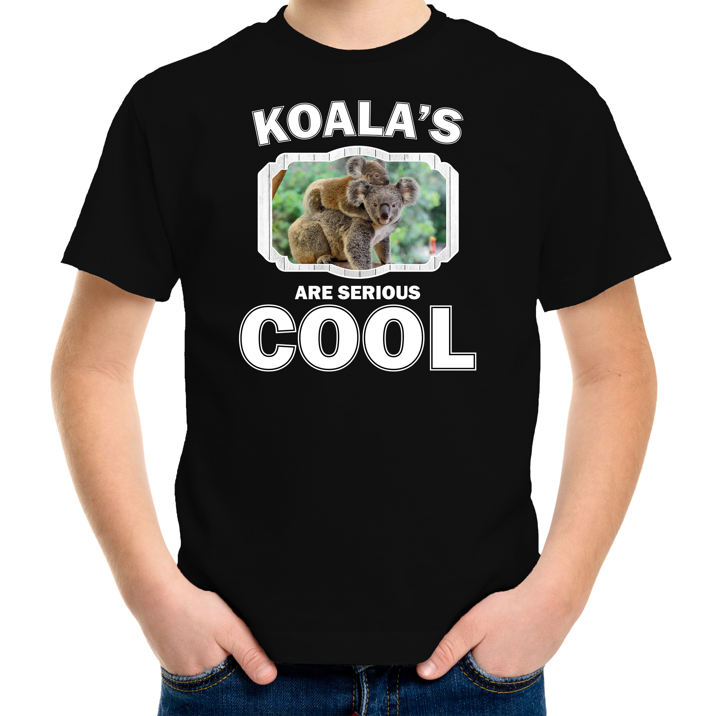 Dieren koala t-shirt zwart kinderen - koalas are cool shirt jongens en meisjes