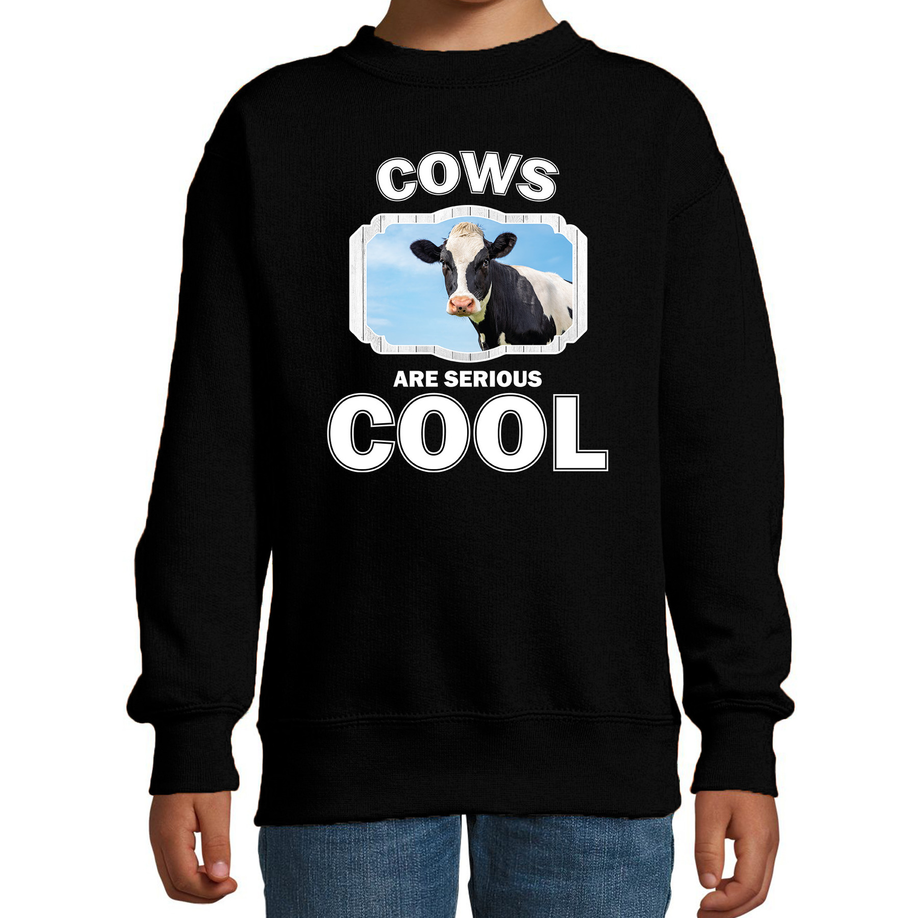 Dieren koe sweater zwart kinderen - cows are cool trui jongens en meisjes