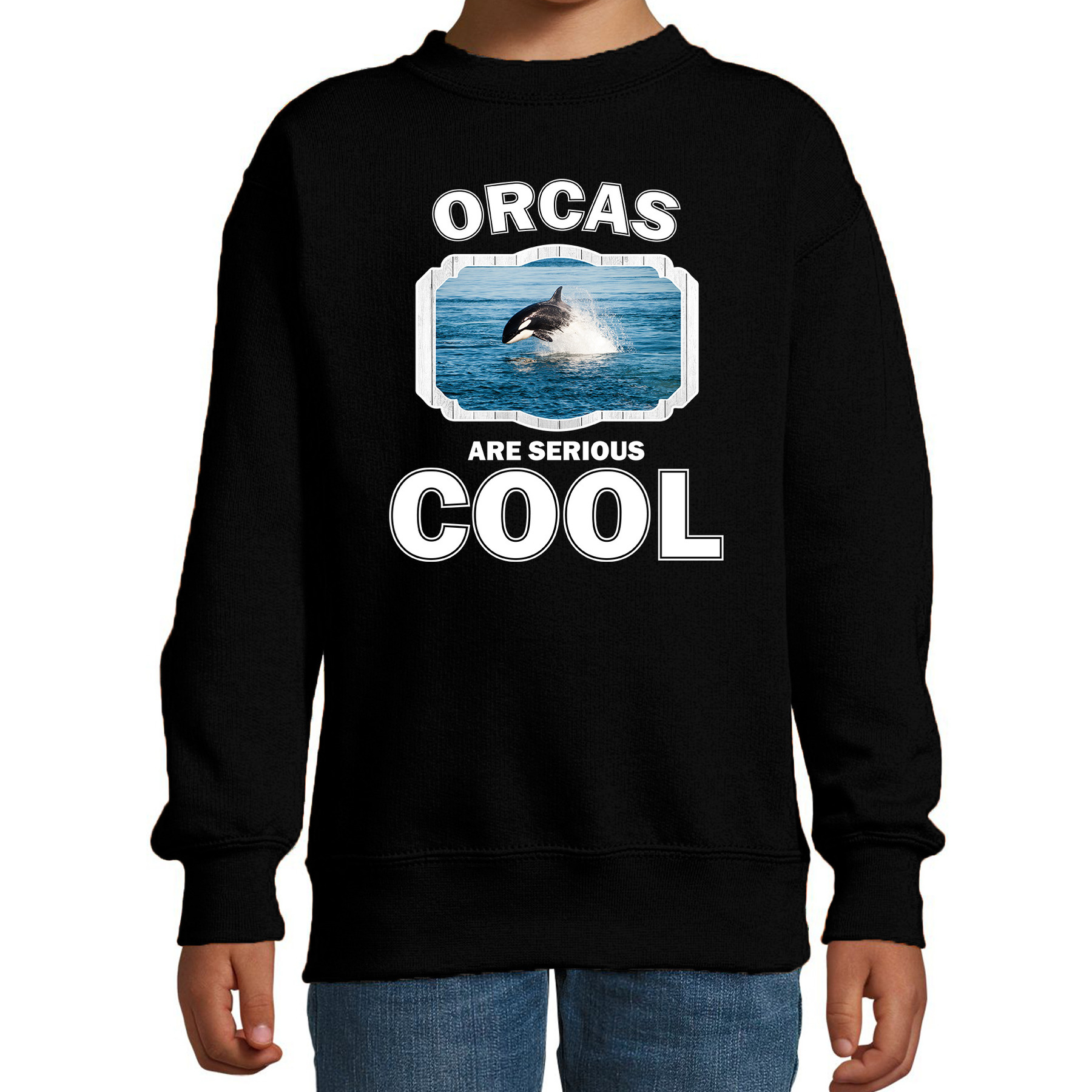 Dieren orka sweater zwart kinderen - orcas are cool trui jongens en meisjes