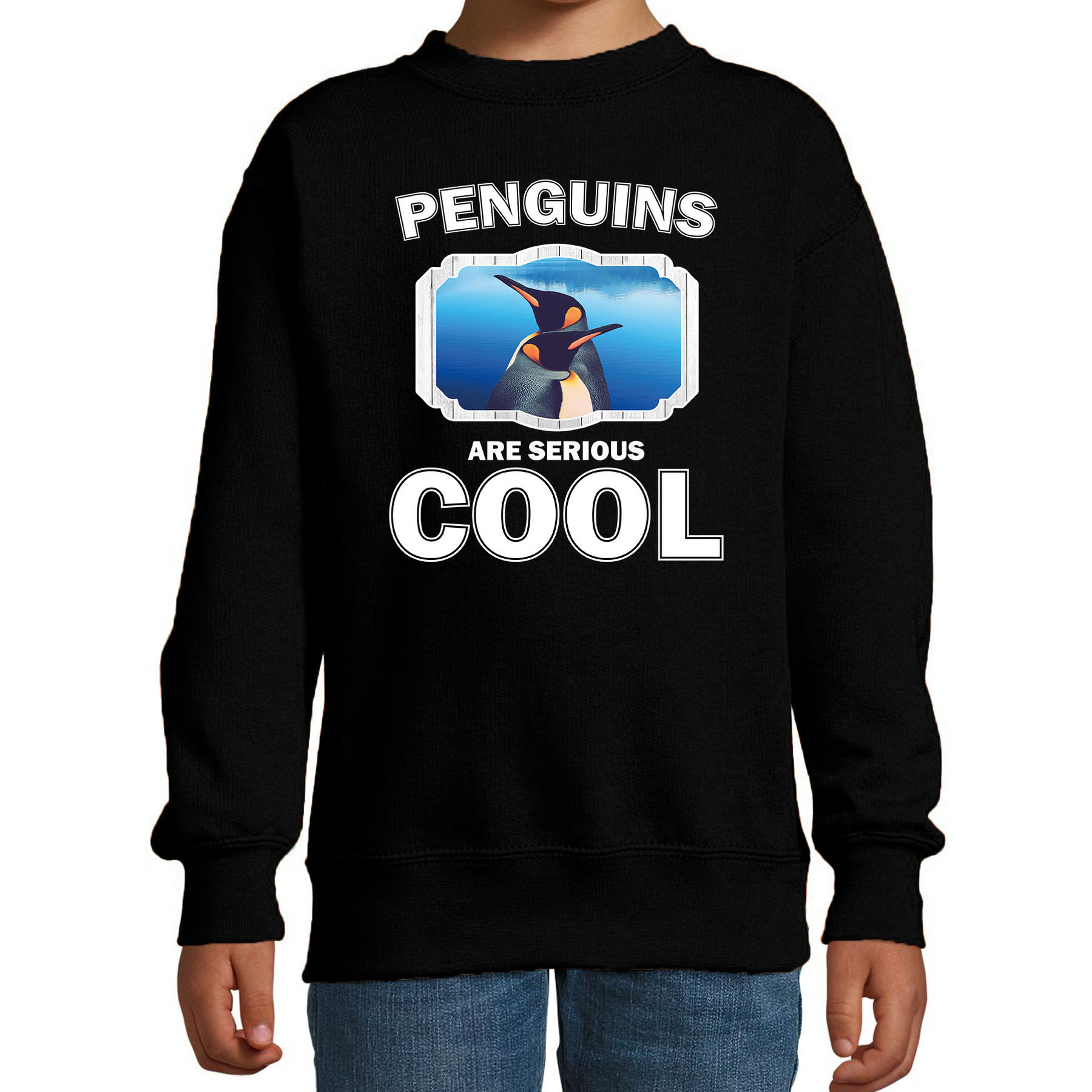 Dieren pinguin sweater zwart kinderen - penguins are cool trui jongens en meisjes