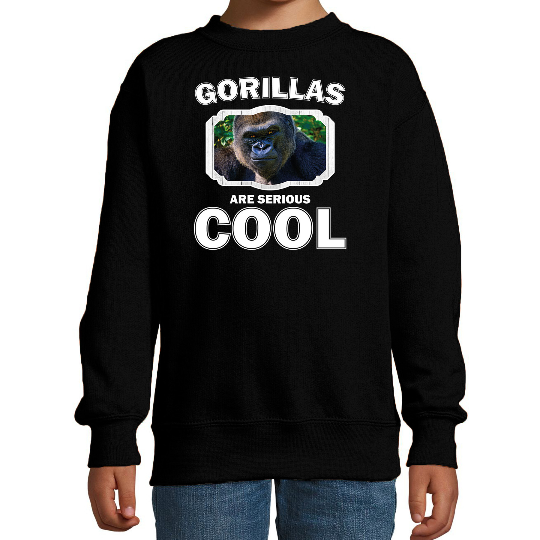 Dieren stoere gorilla sweater zwart kinderen - gorillas are cool trui jongens en meisjes