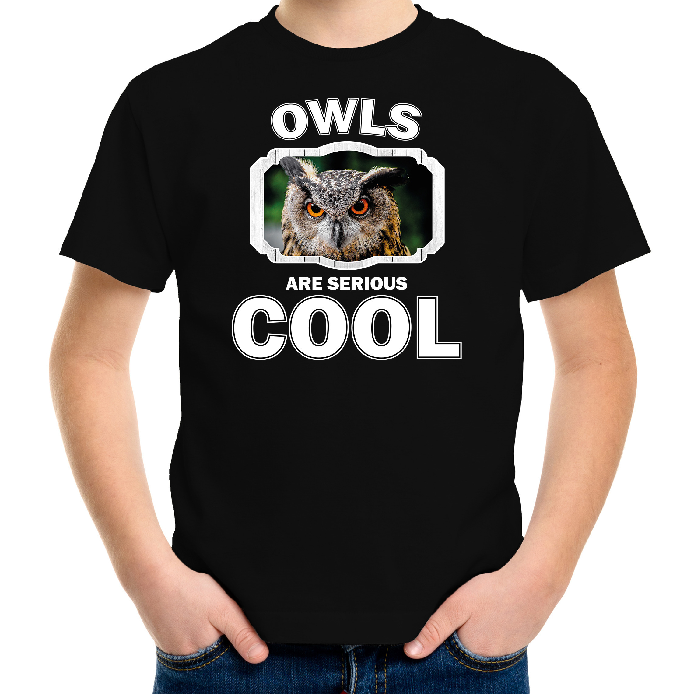 Dieren uil t-shirt zwart kinderen - owls are cool shirt jongens en meisjes