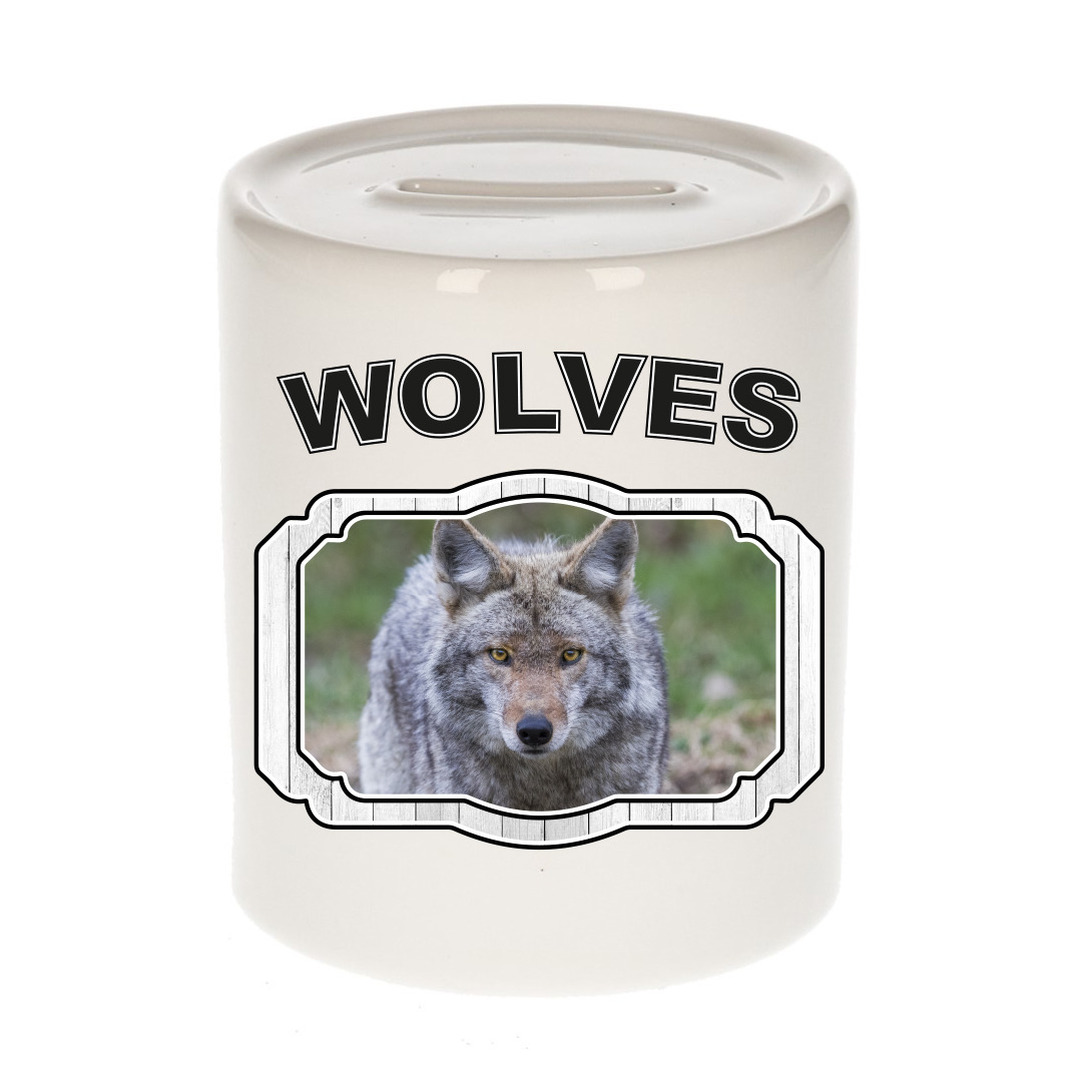 Dieren wolf spaarpot wolves- wolven spaarpotten kinderen 9 cm