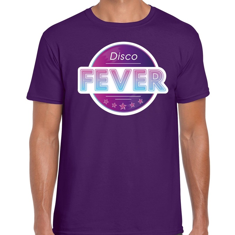 Disco fever feest t-shirt paars voor heren