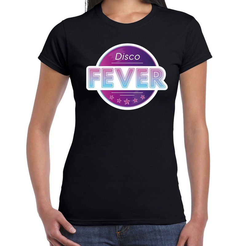 Disco fever feest t-shirt zwart voor dames