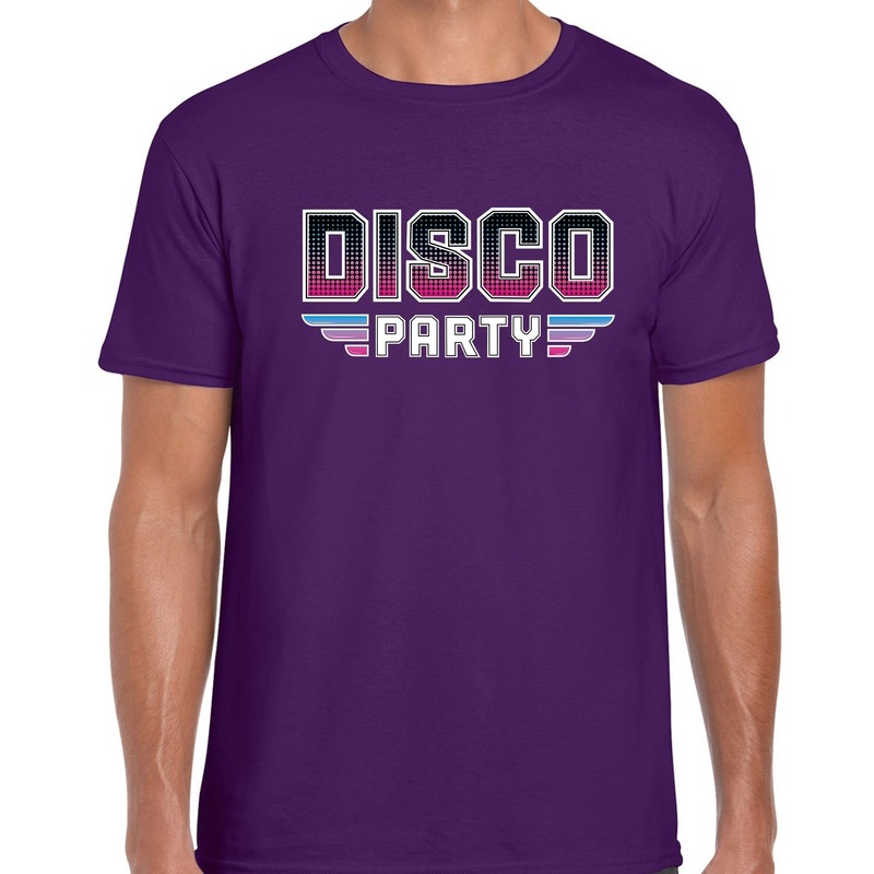 Disco party feest t-shirt paars voor heren