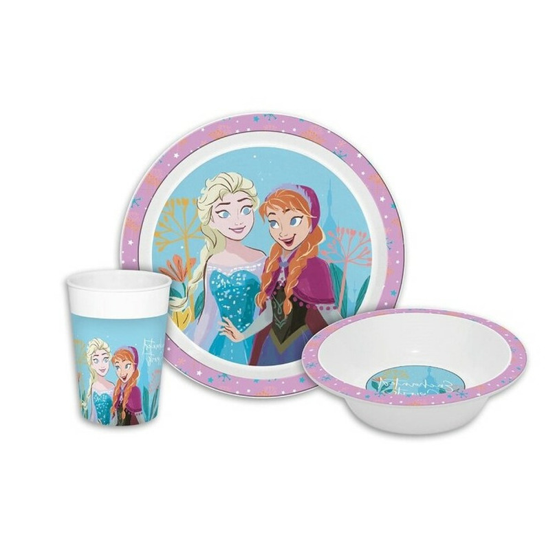Disney Frozen- kinder ontbijt set - 3-delig - lila paars - kunststof