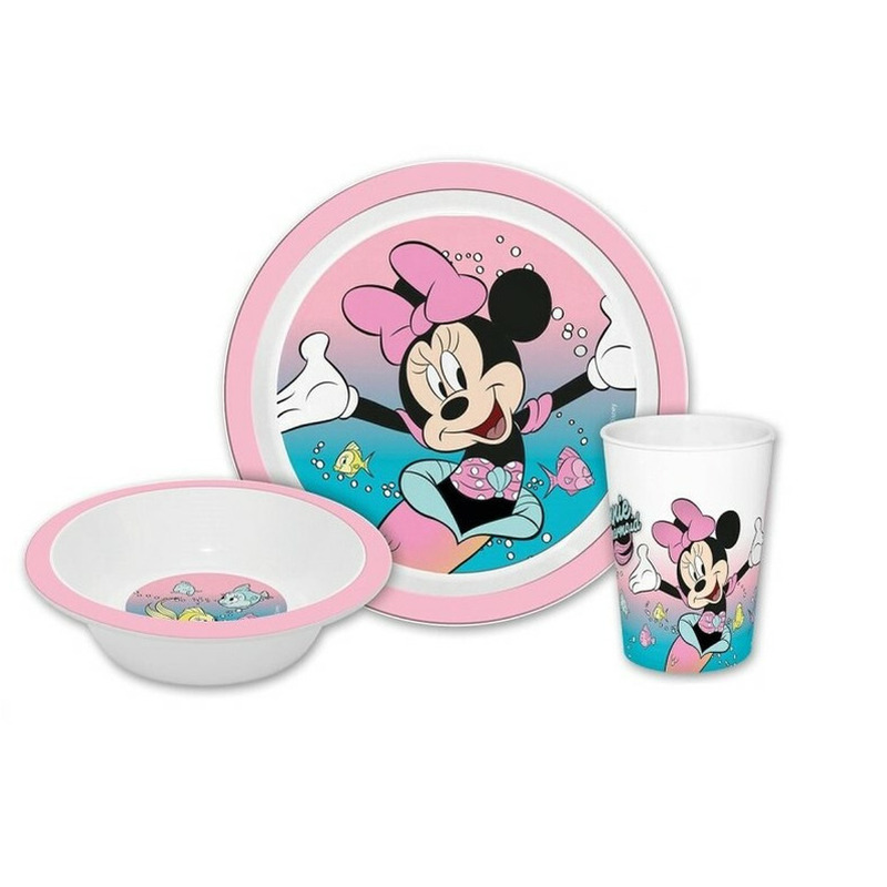 Disney Minnie Mouse - kinder ontbijt set - 3-delig - roze - kunststof