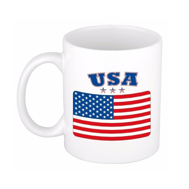 Drink mok Amerikaanse-USA vlag wit 300 ML