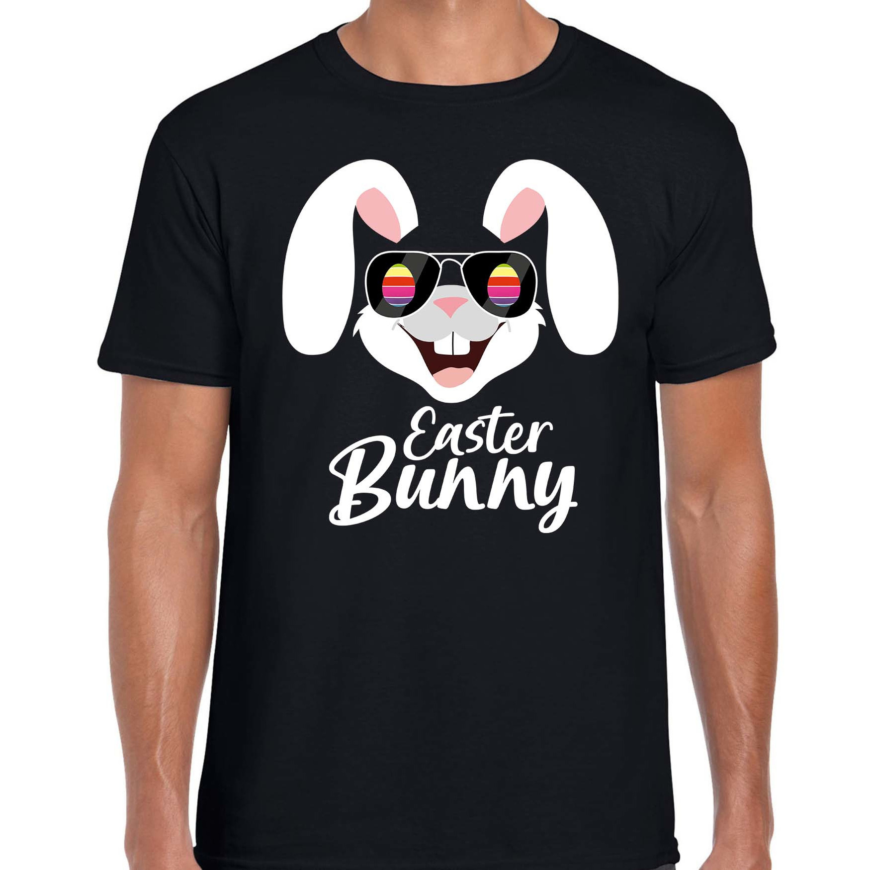 Easter bunny-Paashaas t-shirt zwart voor heren Foute kleding-outfit Pasen