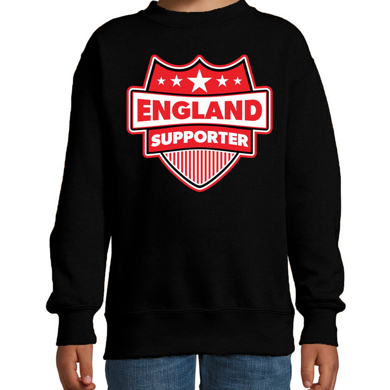 Engeland - England schild supporter sweater zwart voor kinder