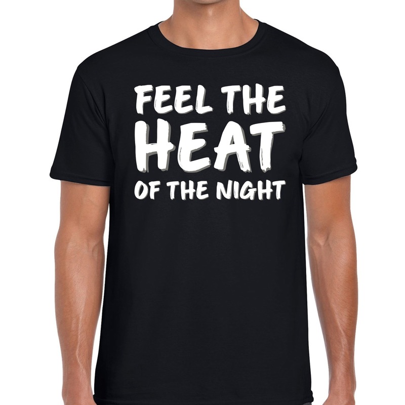 Feel the heat tekst t-shirt zwart heren