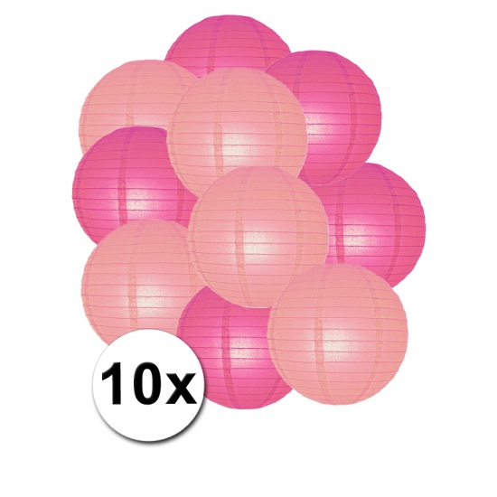 Feestartikelen lampionnen roze-lichtroze 10x
