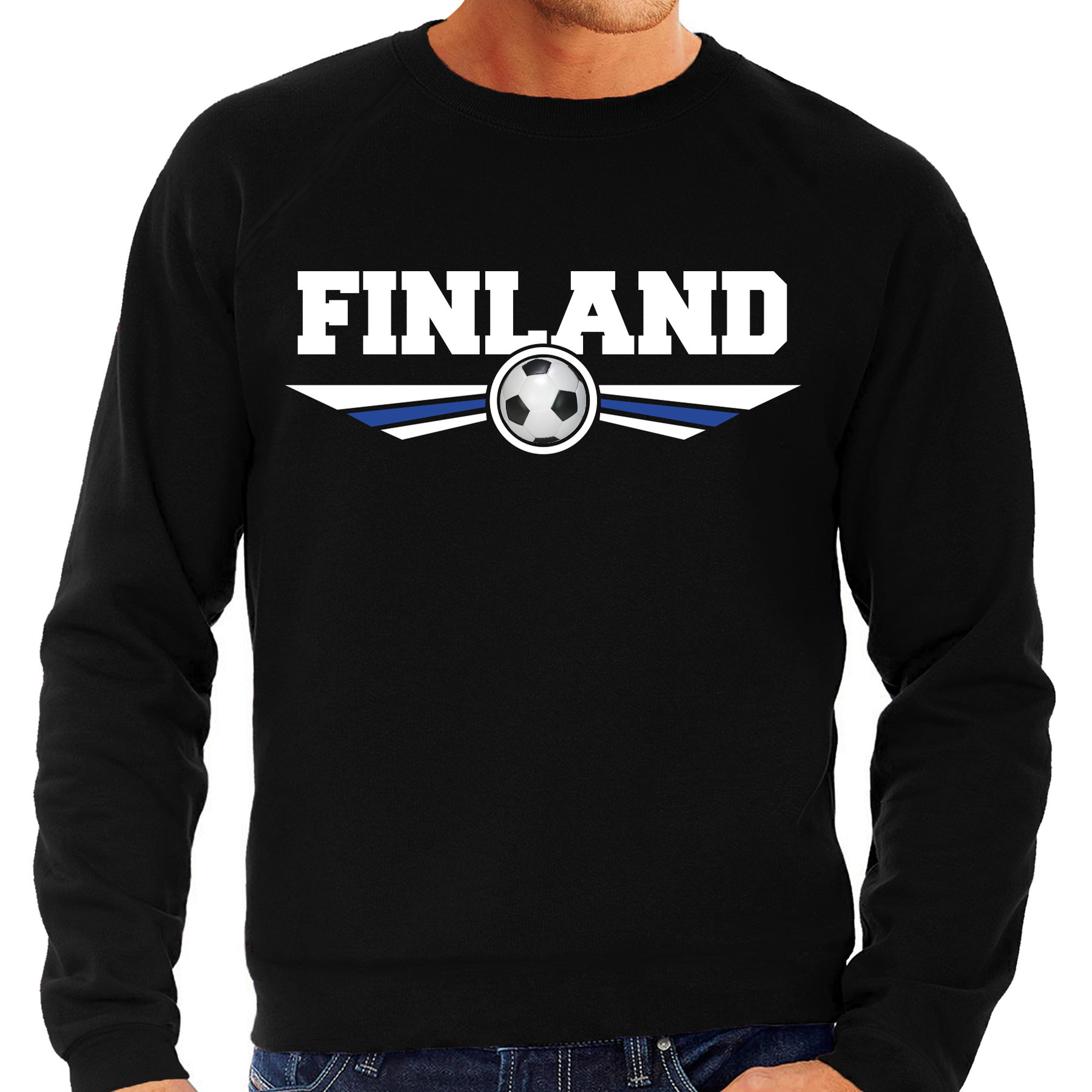 Finland landen - voetbal sweater zwart heren