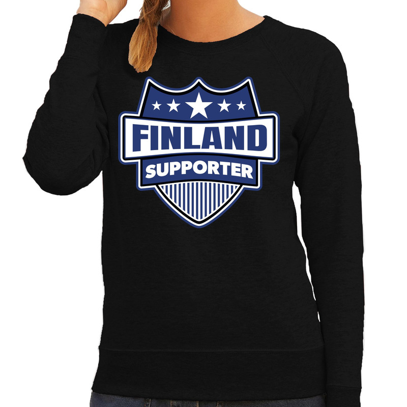 Finland schild supporter sweater zwart voor dames