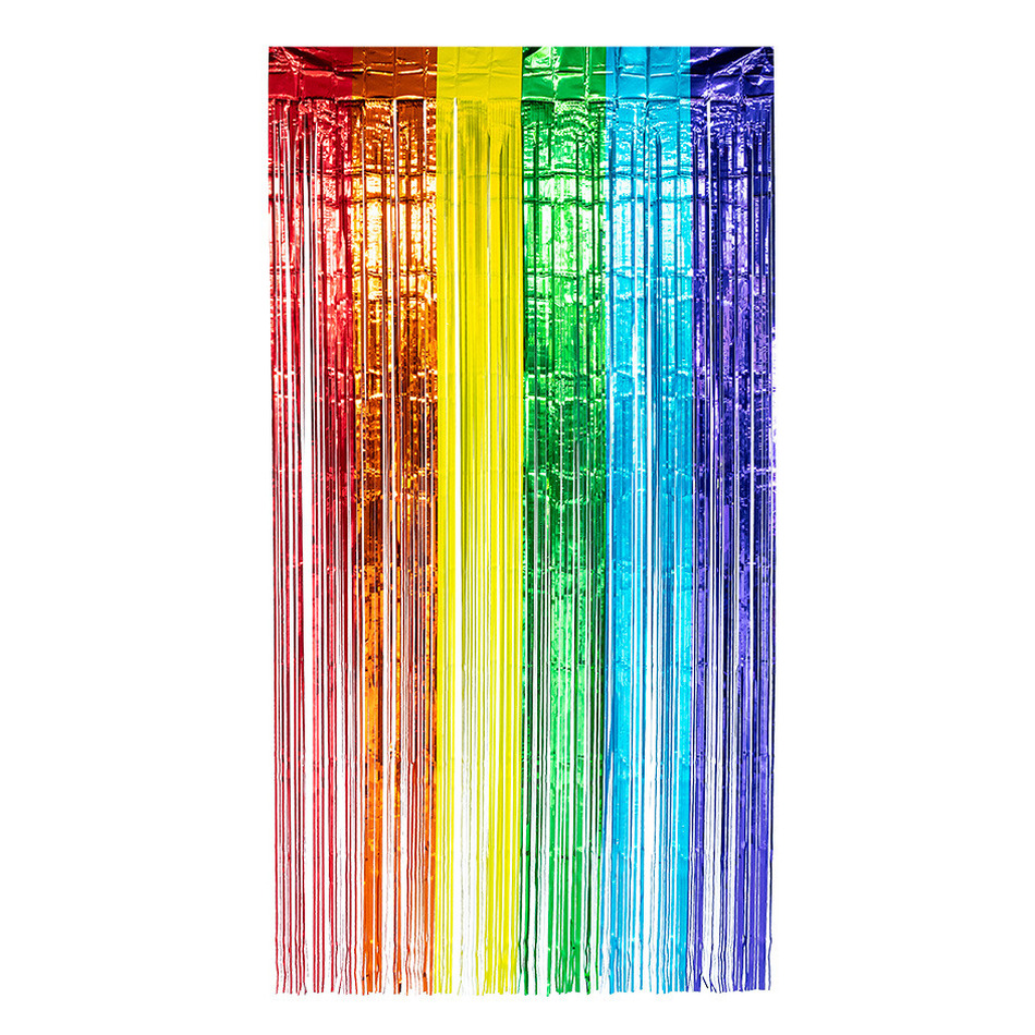 Folie deurgordijn-feestgordijn regenboog kleuren 100 x 200 cm Versiering-feestartikelen