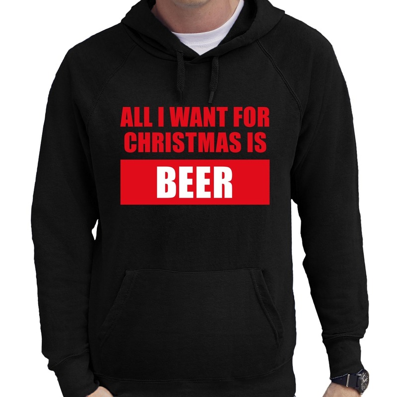 Foute Kerst hoodie-trui all i want for christmas zwart heren