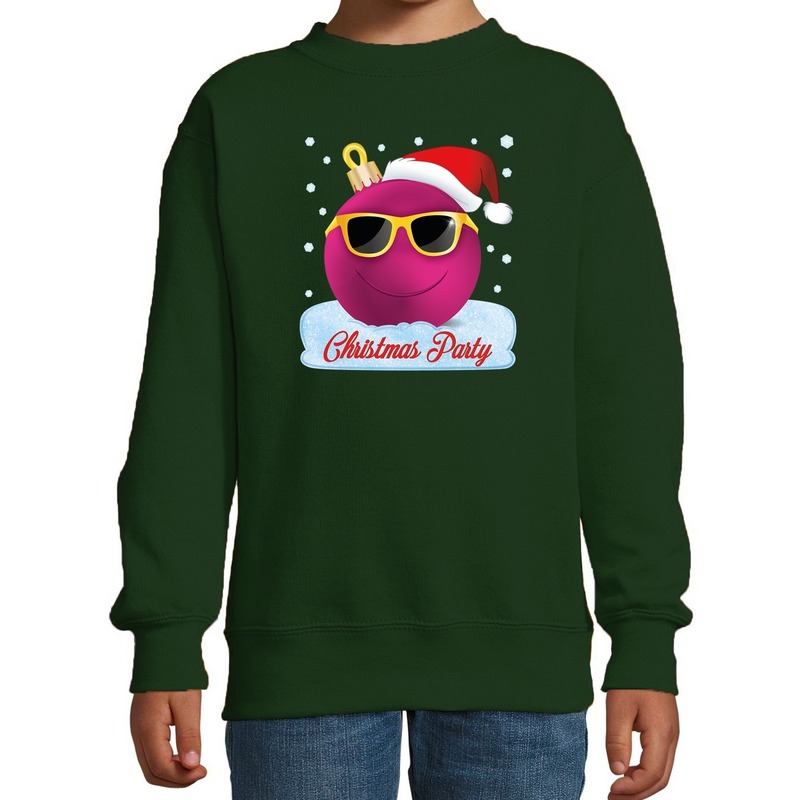 Foute kersttrui - sweater coole kerstbal groen voor meisjes