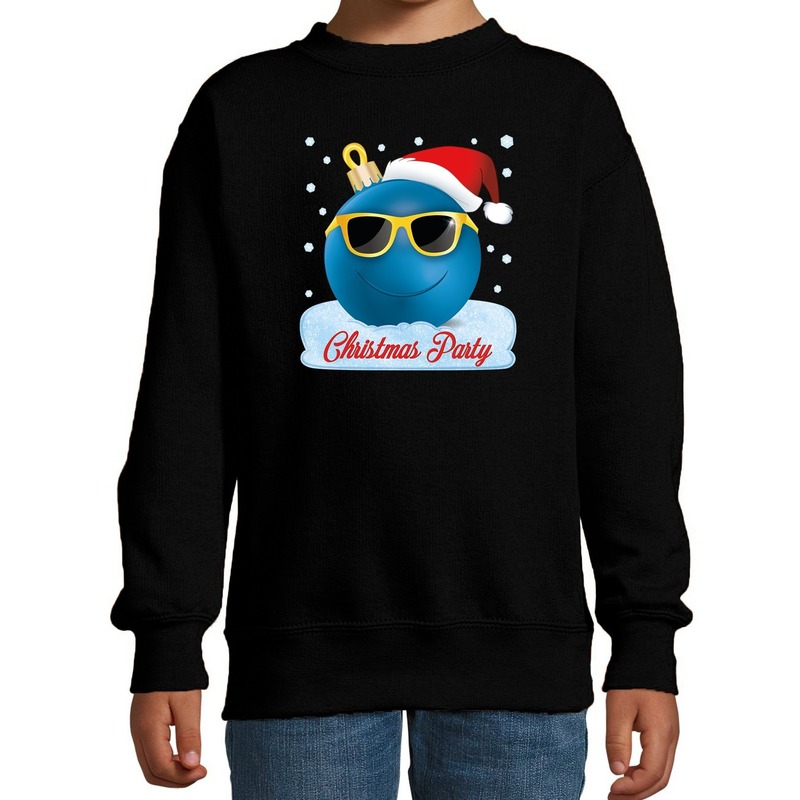 Foute kersttrui - sweater coole kerstbal zwart voor jongens