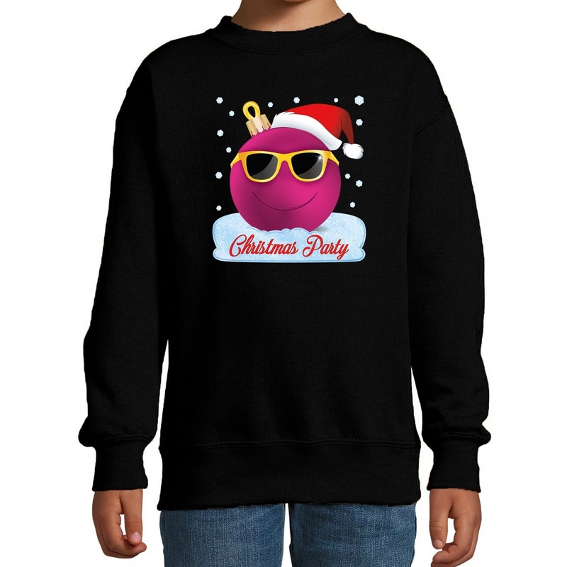 Foute kersttrui - sweater coole kerstbal zwart voor meisjes