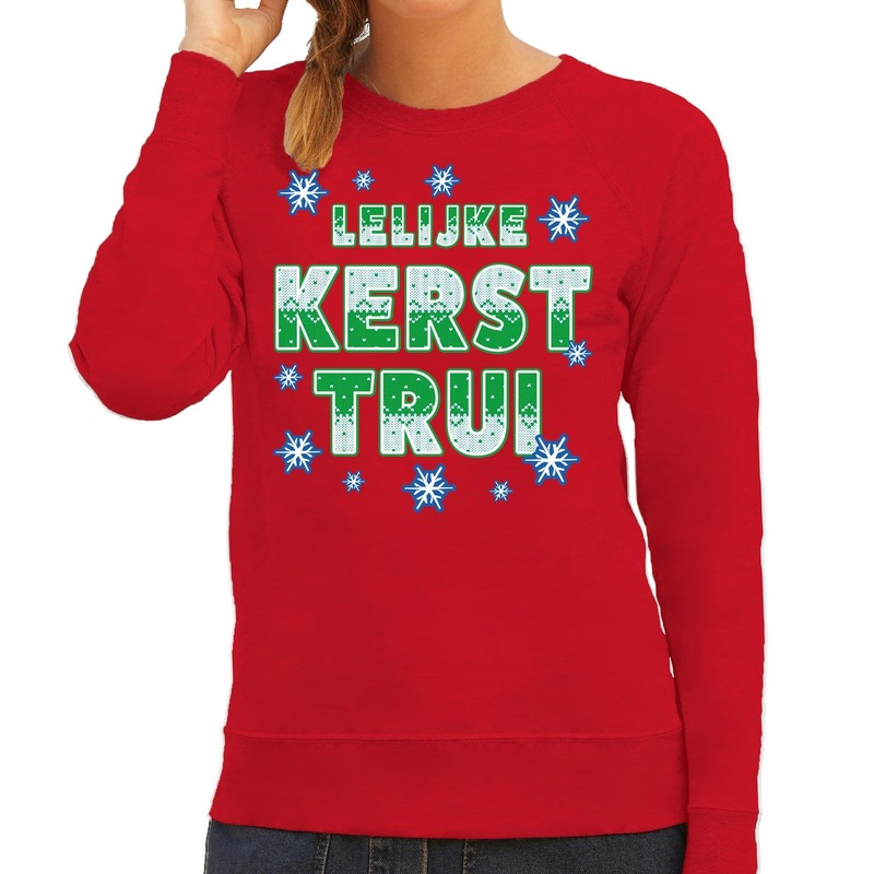 Foute kersttrui-sweater Lelijke kerst trui rood voor dames