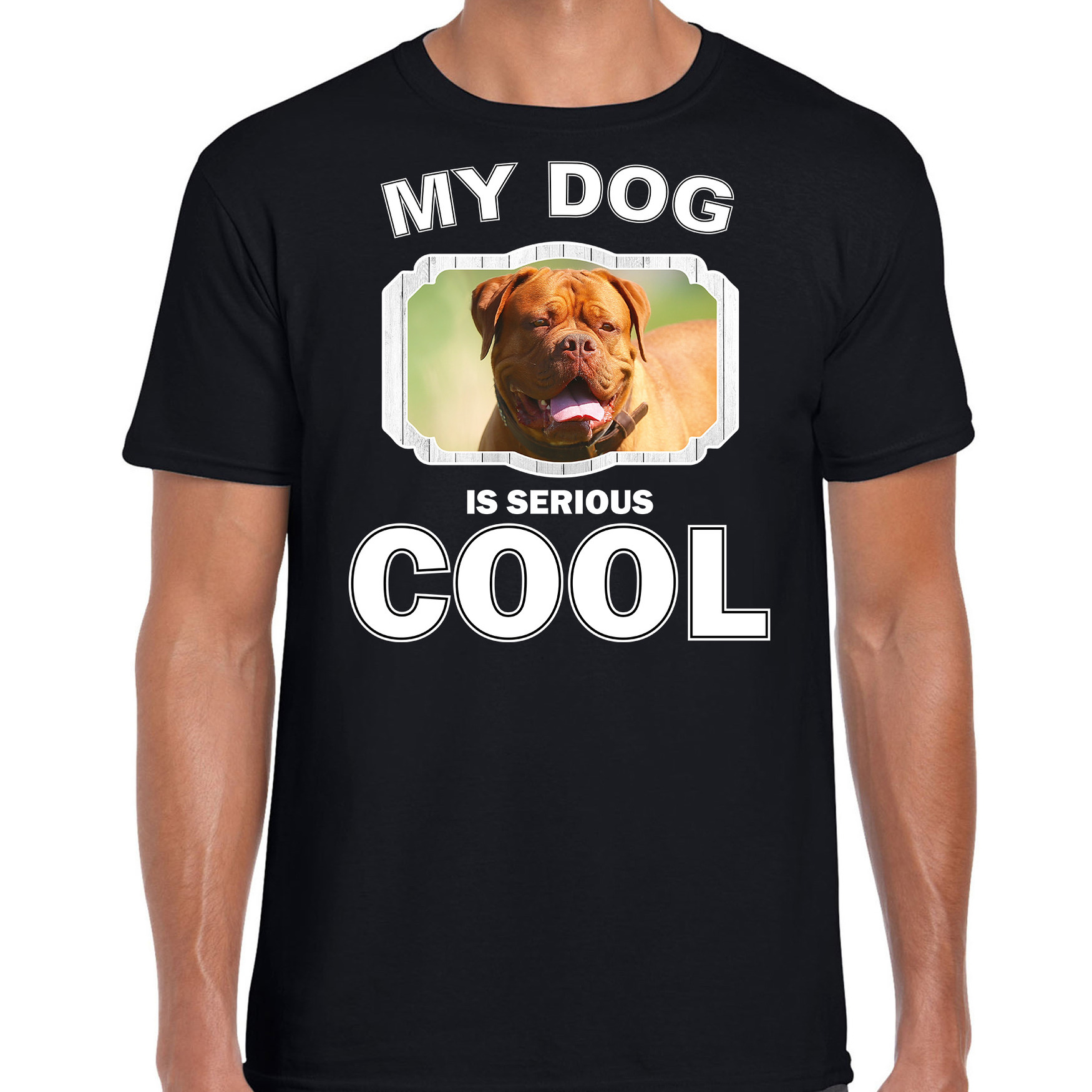 Franse mastiff honden t-shirt my dog is serious cool zwart voor heren