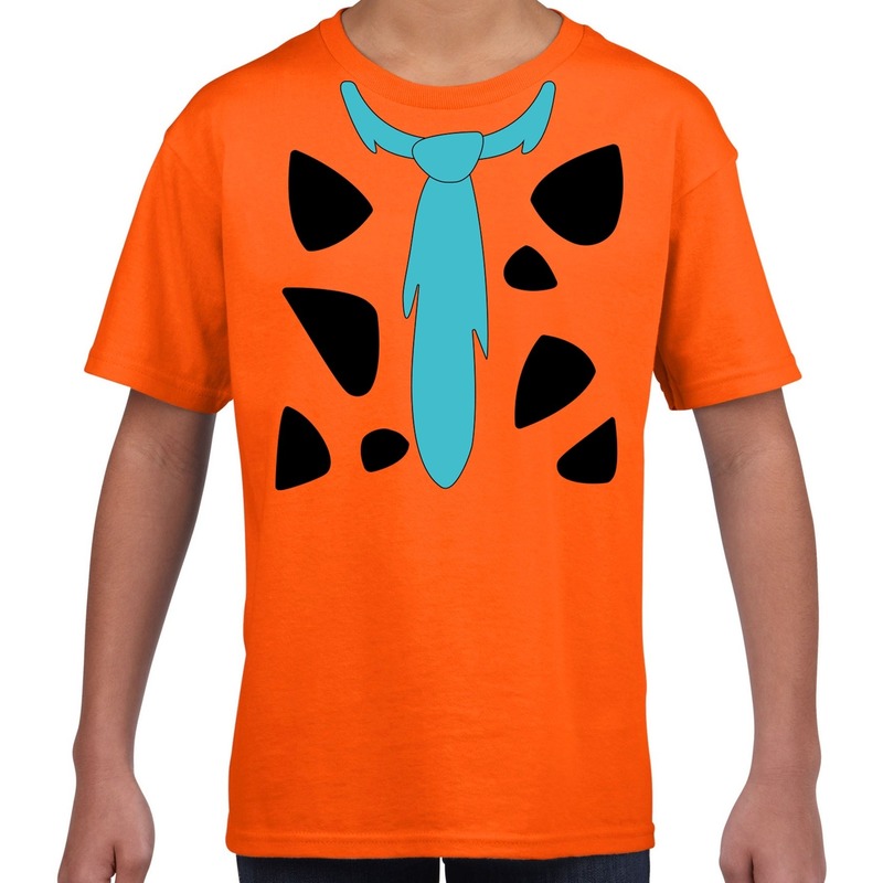 Fred holbewoner kostuum t-shirt oranje voor kinderen