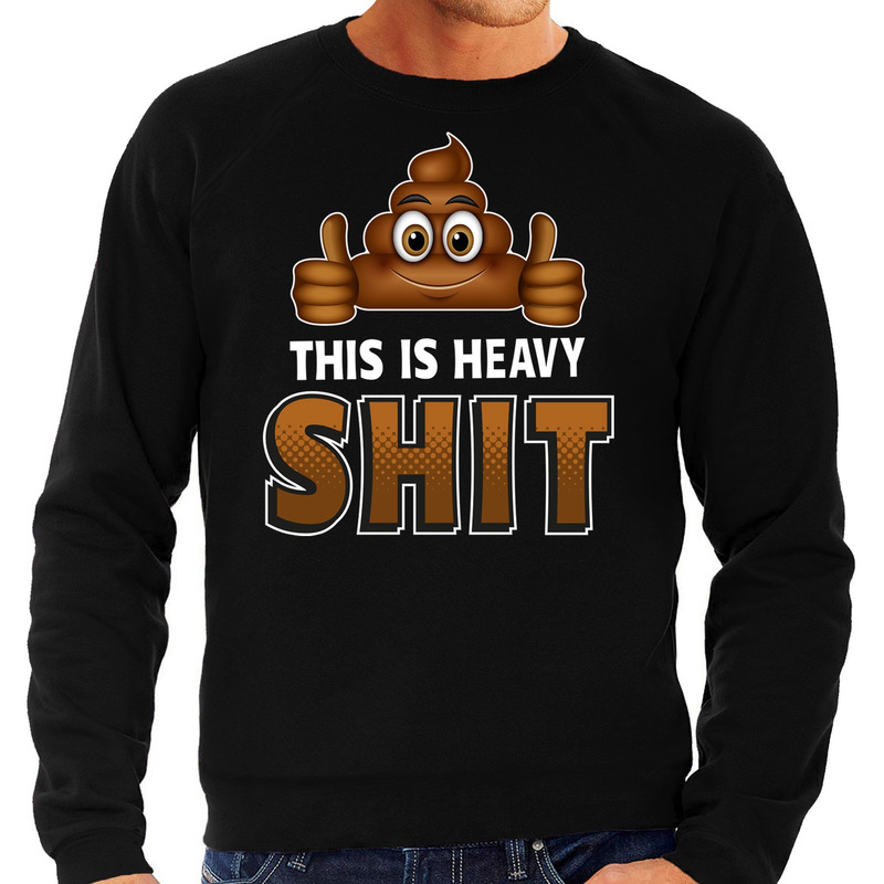 Funny emoticon sweater This is heavy shit zwart heren