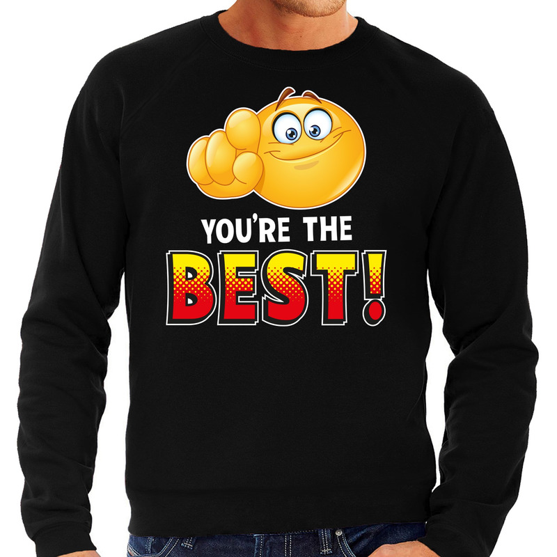 Funny emoticon sweater You are the best zwart heren