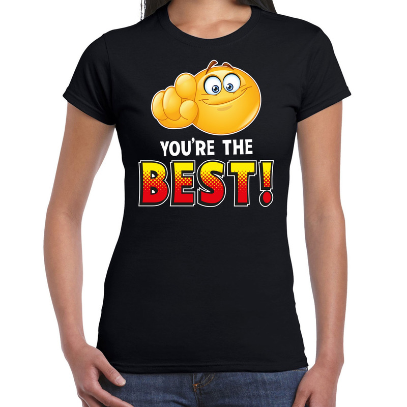 Funny emoticon t-shirt you are the best zwart voor dames