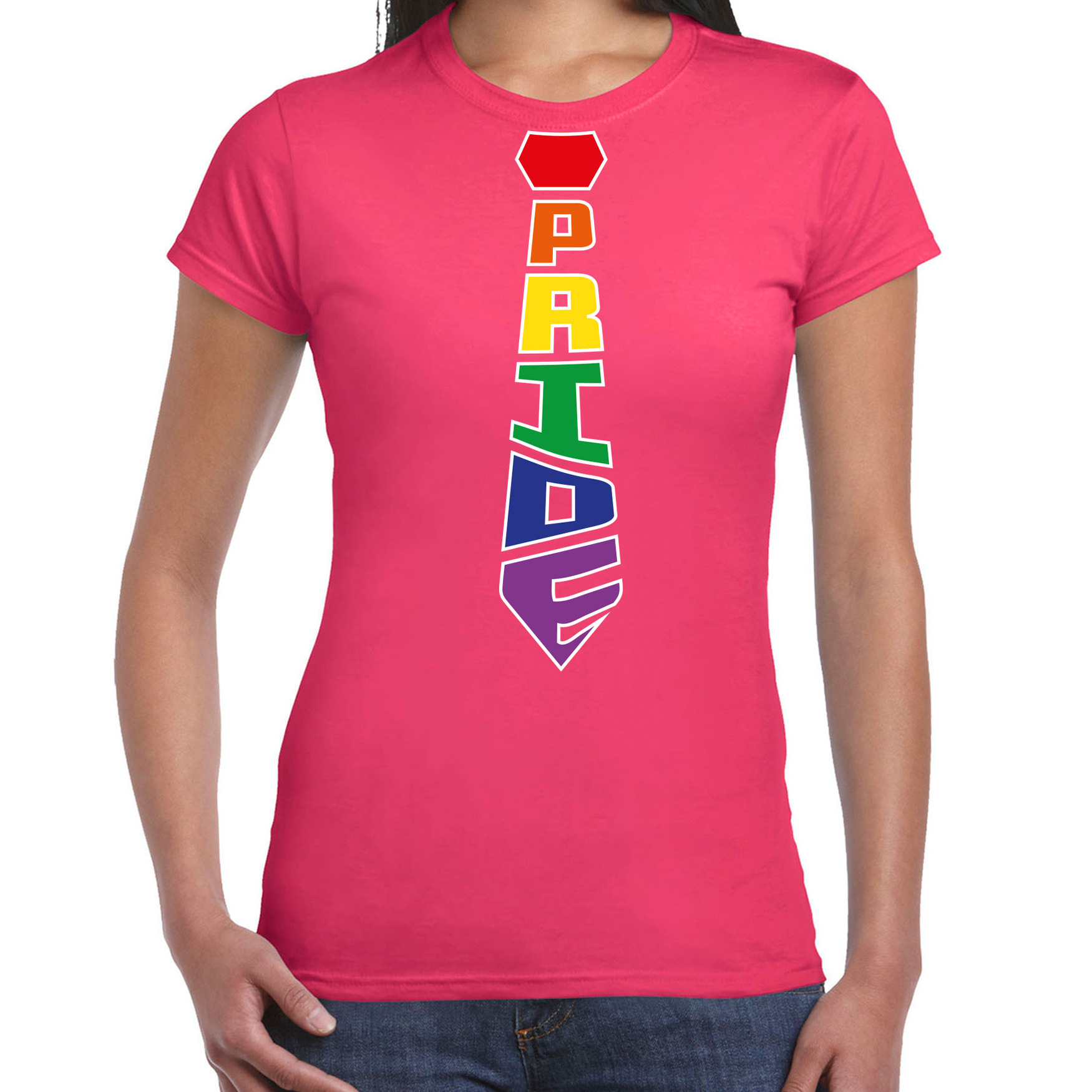 Gay Pride shirt pride stropdas regenboog dames roze