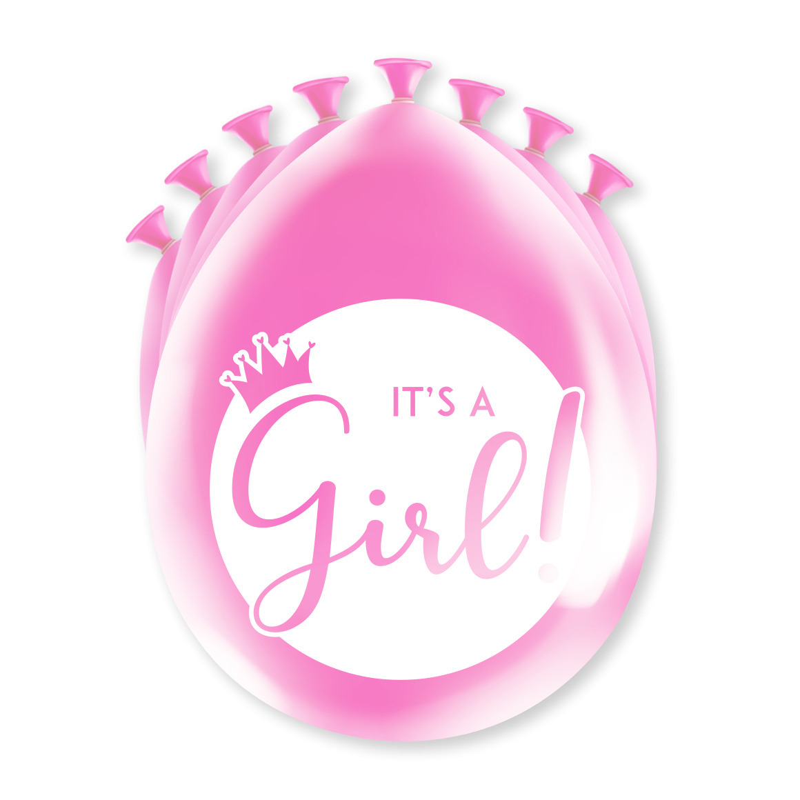 Geboorte Meisje thema Ballonnen 8x Roze Versiering-feestartikelen