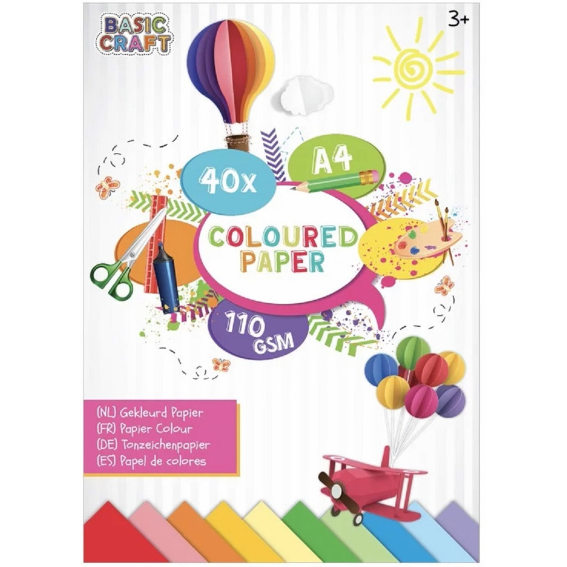 Gekleurd papier - 40 vellen - A4-formaat - knutselpapier/tekenpapier