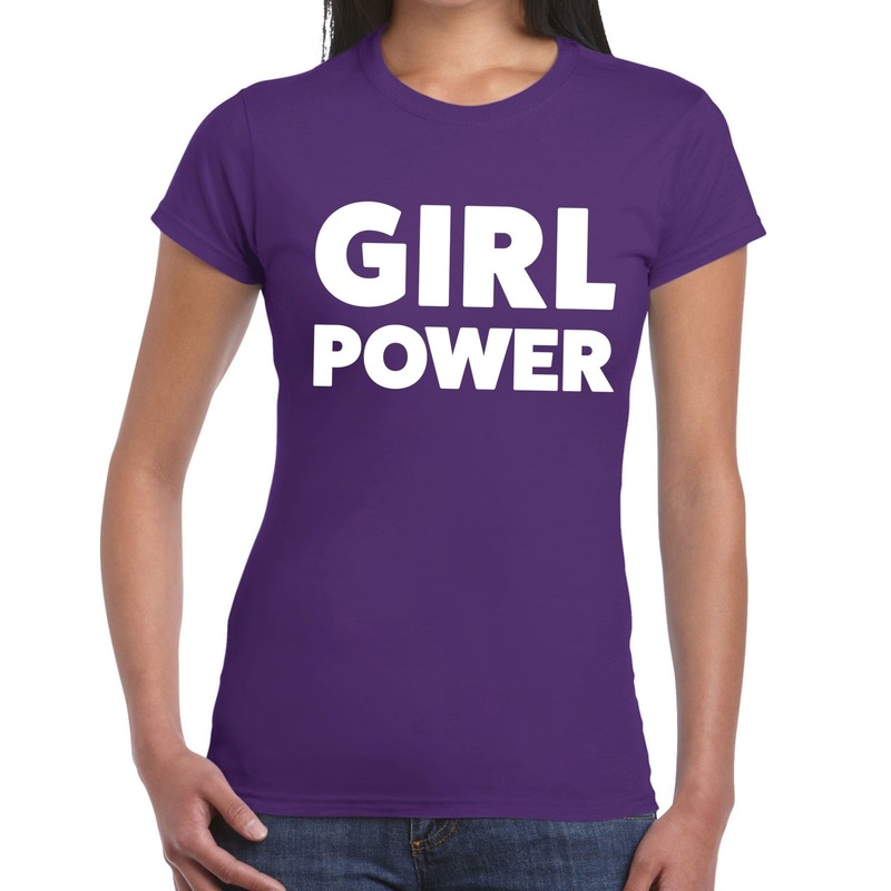 Girl Power tekst t-shirt paars dames