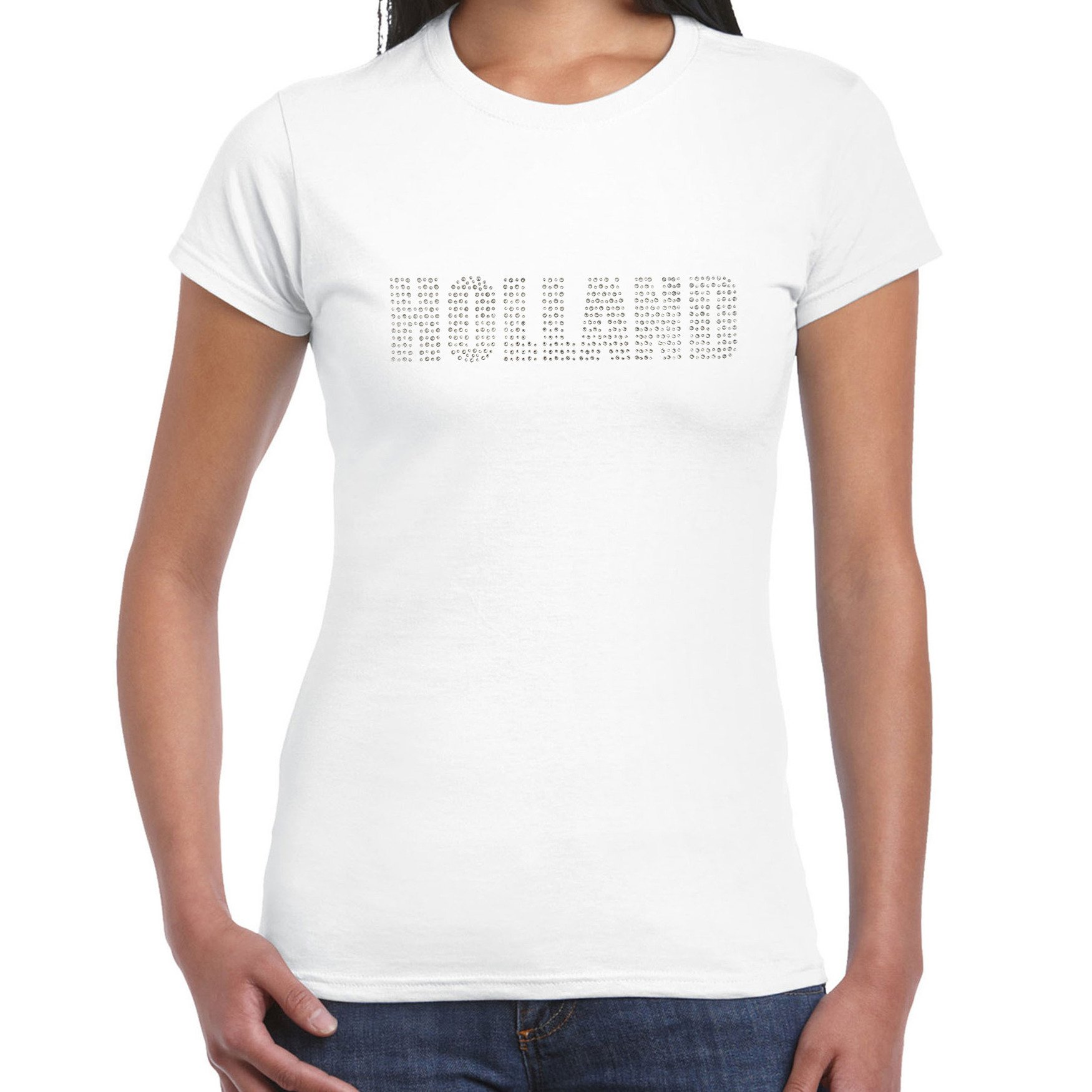Glitter Holland t-shirt wit rhinestone steentjes voor dames Nederland supporter EK/ WK