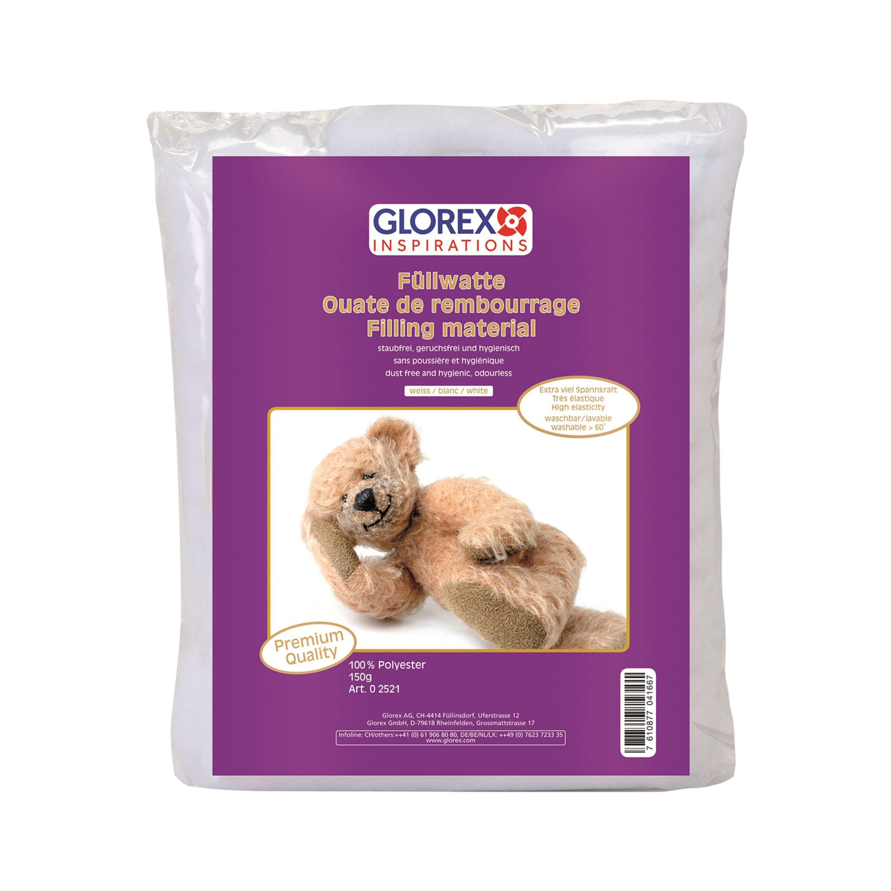 Glorex Hobby vulmateriaal polyester 150 gram voor knuffels-kussens wit donzig