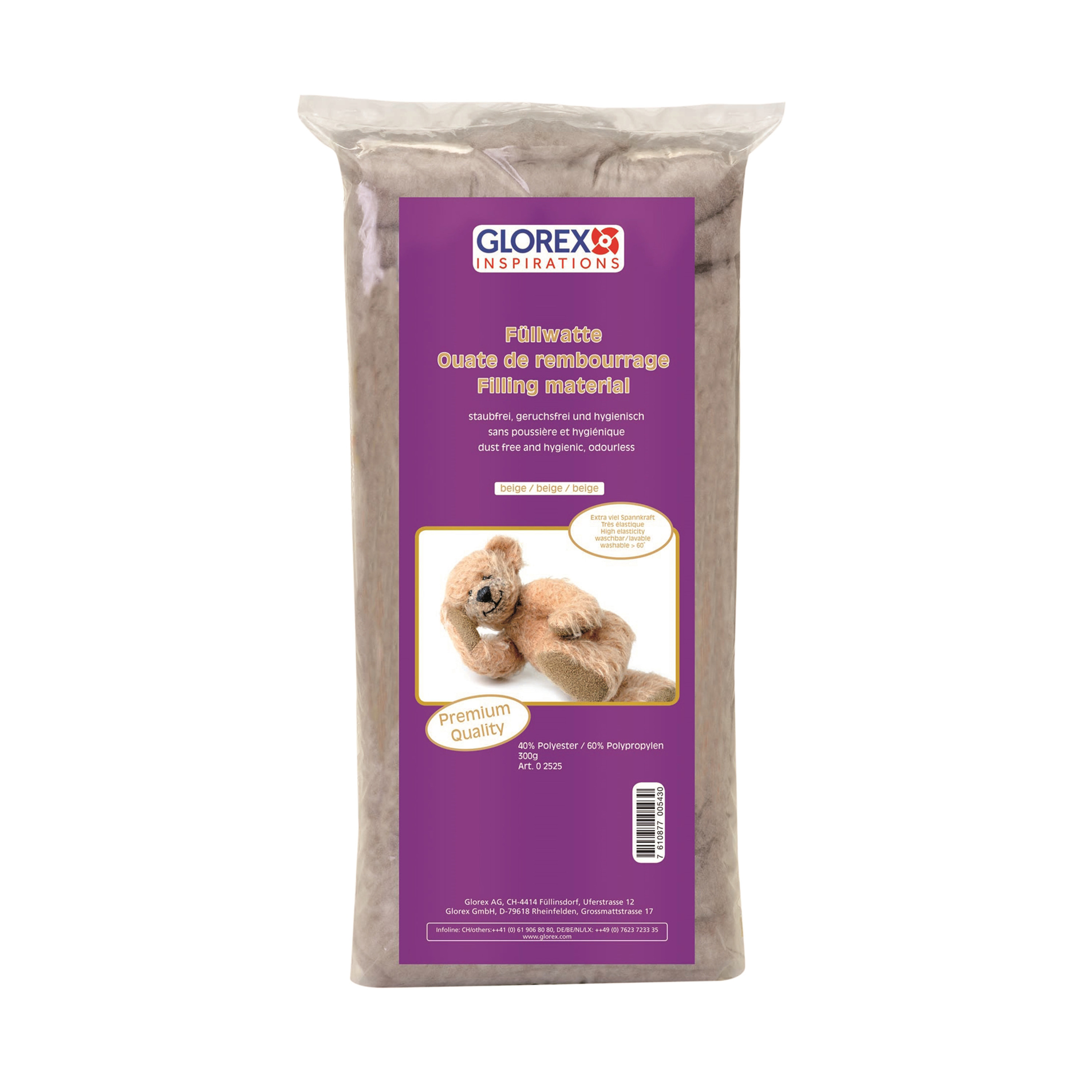 Glorex Hobby vulmateriaal polyester 300 gram voor knuffels-kussens bruin donzig