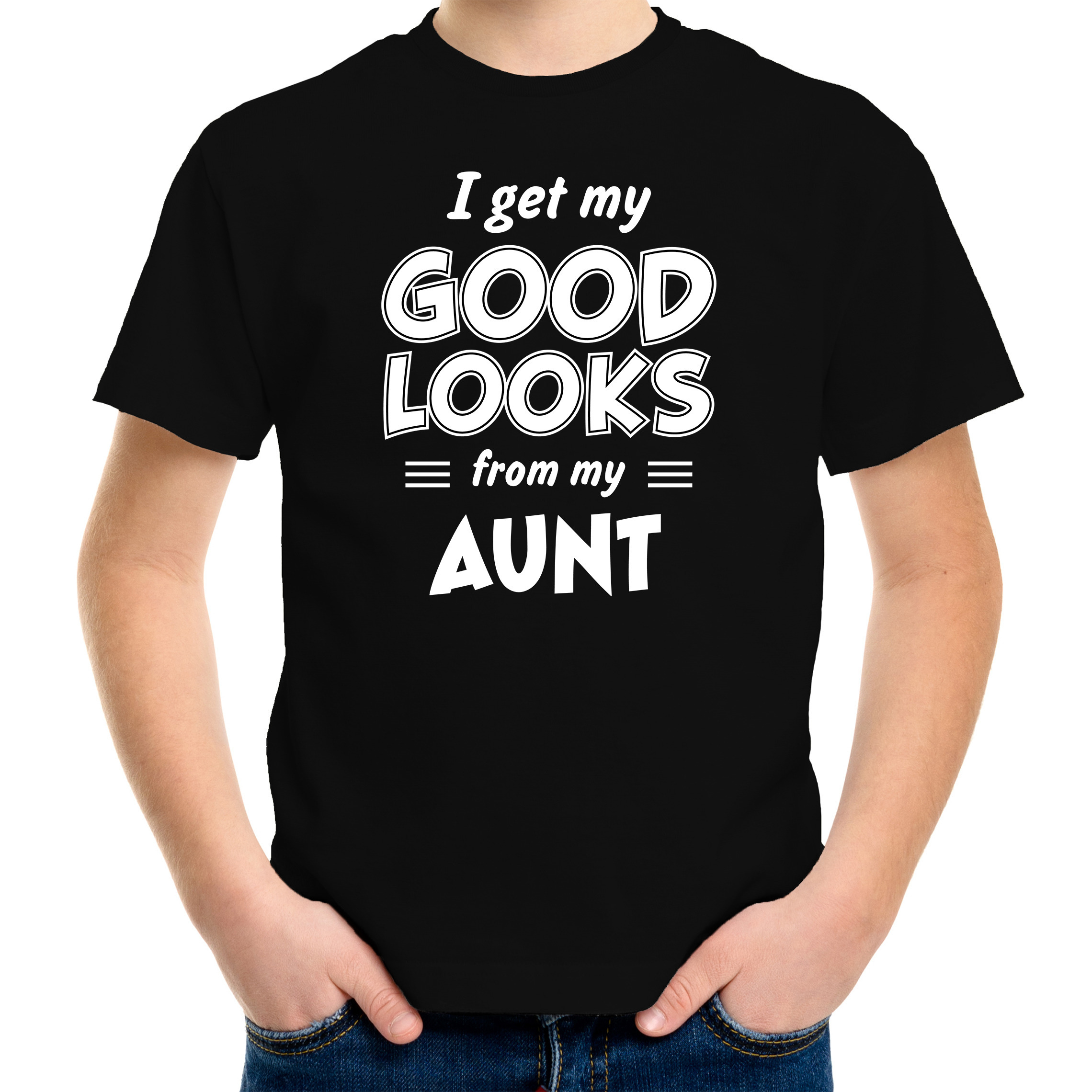 Good looks from my aunt cadeau t-shirt zwart voor kinderen