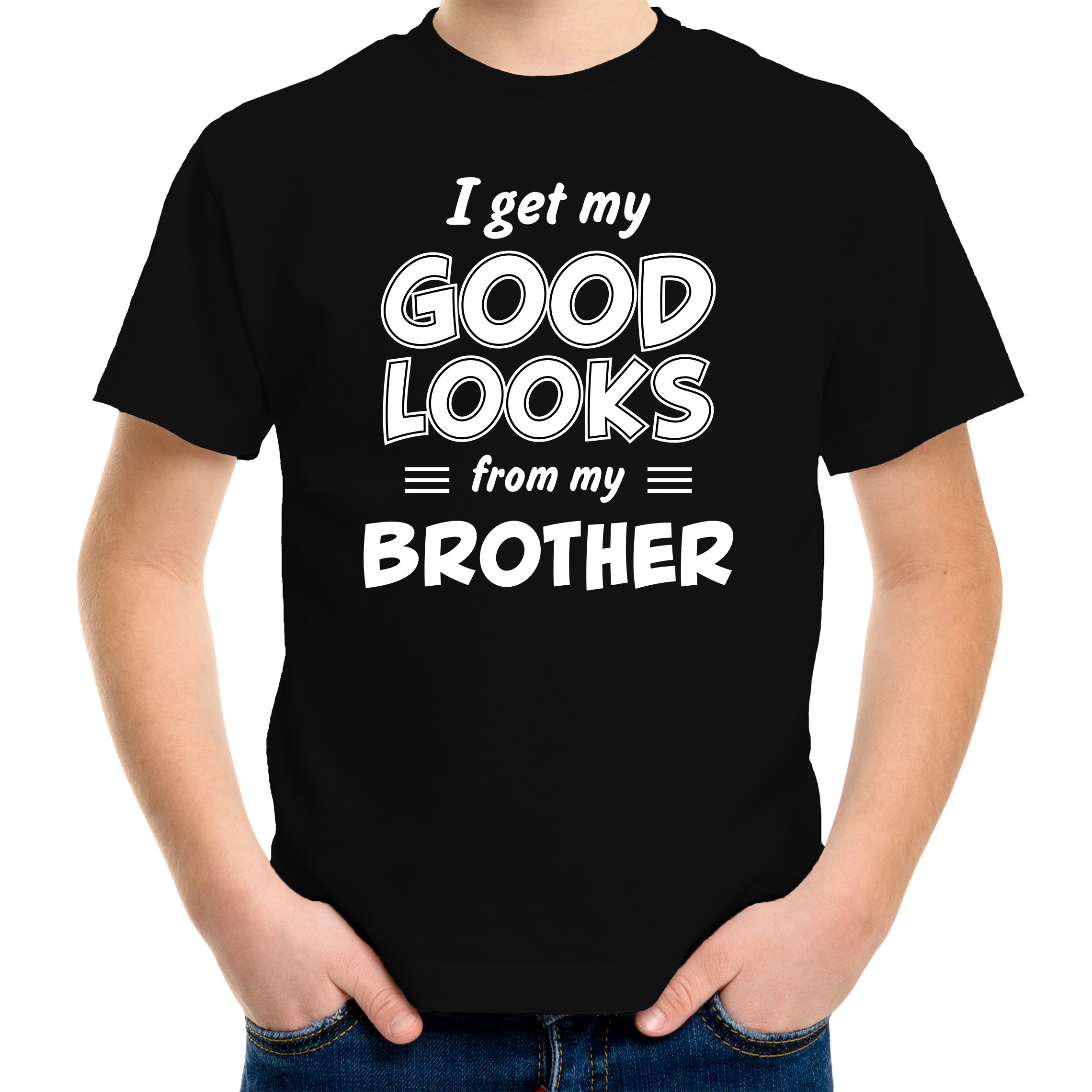 Good looks from my brother cadeau t-shirt zwart voor kinderen