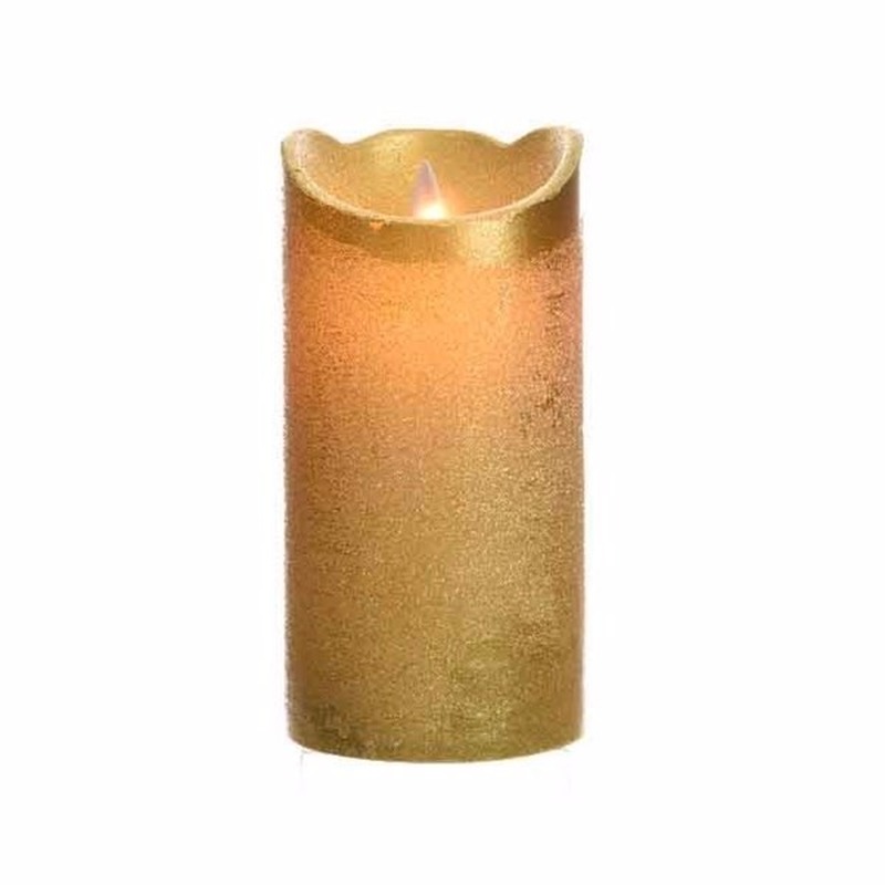 Gouden LED kaarsen/stompkaarsen 15 cm flakkerend